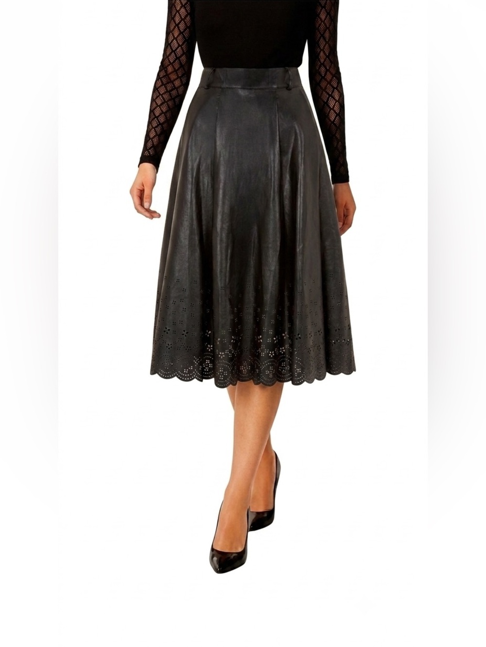 Darling London, Georgia Faux Leather Swing Skirt